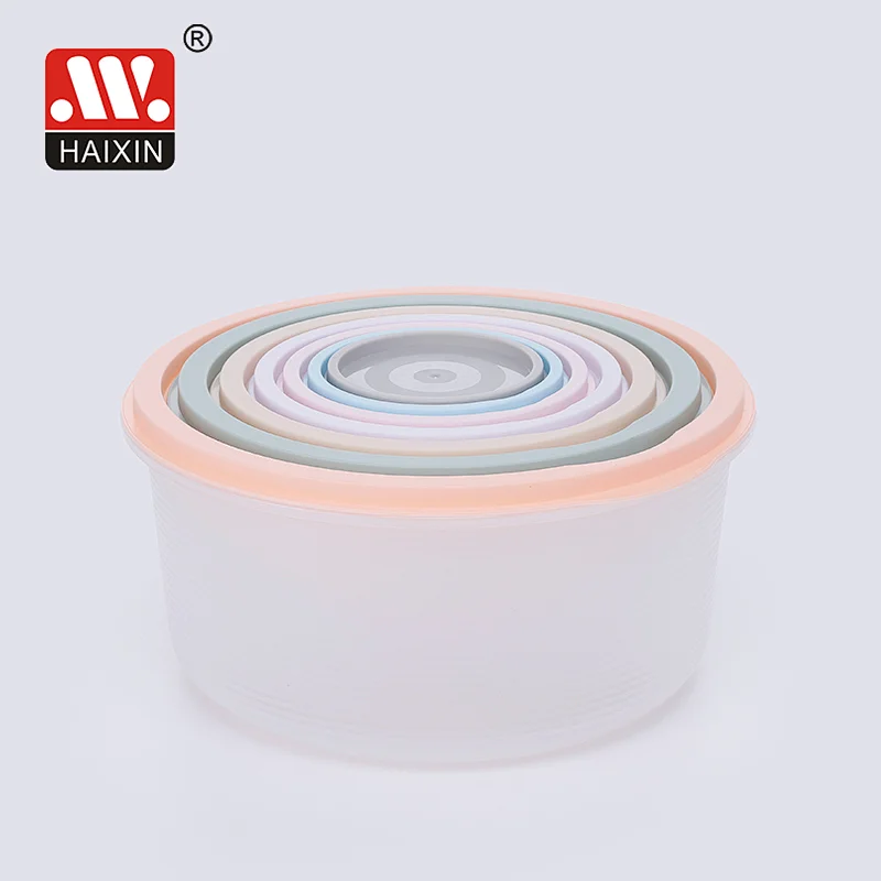 Pack of 7 Multi-Size Round Plastic Food Containers with Colorful Lids