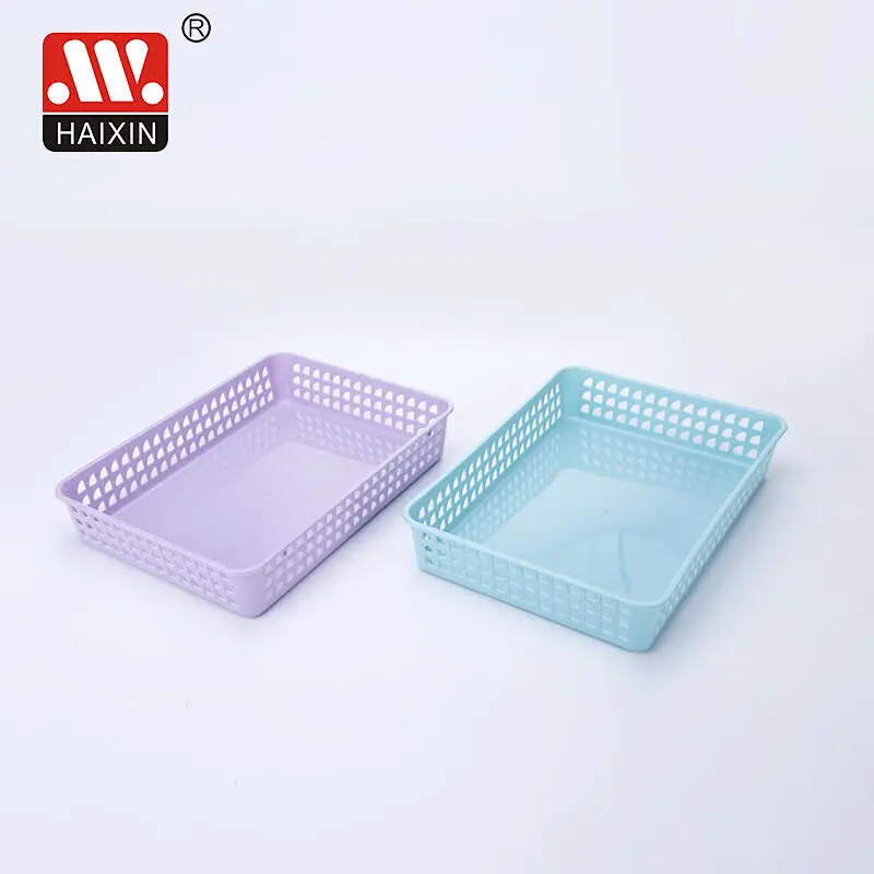 Plastic Hollow Storage Basket Desktop Utility Basket Container Tray File Storage Box