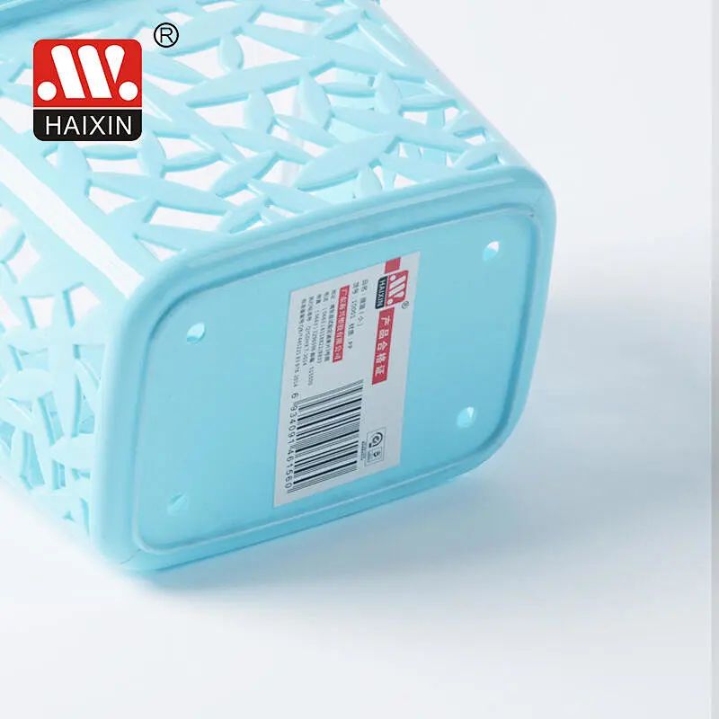 Plastic Bright Rectangle Baskets With Double Handles Small Hollow Handy Organizer 1L