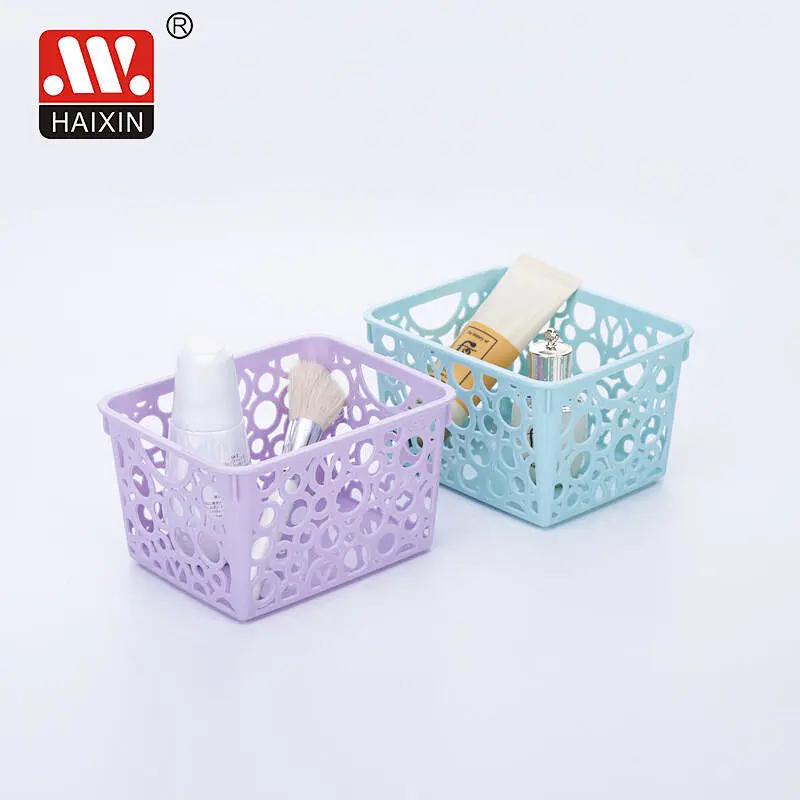Pp Basket With Round Holes Desktop Stationery Organizer Multipurpose Basket 0.94L