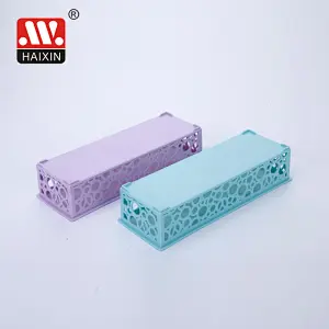 Plastic Basket With Round Holes Rectangle Desktop Organizer Multipurpose Basket 0.73L