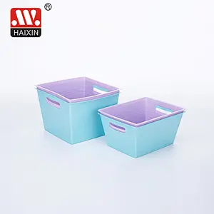 Plastic Storage Tubs With Handle Utility Basket In Square Shape Assorted Storage 2.5L