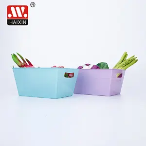 Plastic Storage Tubs With Handle Utility Basket In Square Shape Assorted Storage 2.5L
