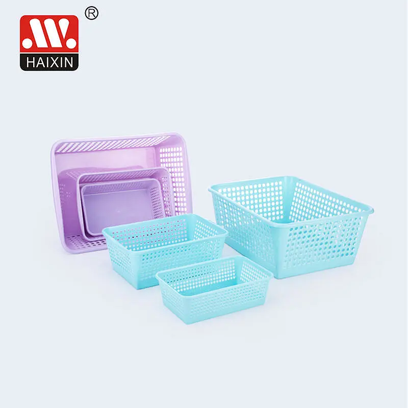 Rectangle Plastic Multipurpose Storage Basket Colorful School Supplies Storage Box