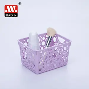 Pp Basket With Round Holes Desktop Stationery Organizer Multipurpose Basket 0.94L