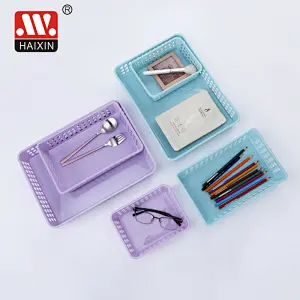 Plastic Hollow Storage Basket Desktop Utility Basket Container Tray File Storage Box
