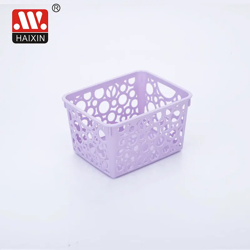 Pp Basket With Round Holes Desktop Stationery Organizer Multipurpose Basket 0.94L