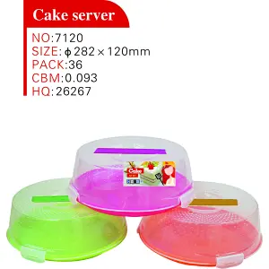 Plastic kitchenware round cake box with handle and clicks