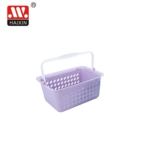 Plastic Basket With Round Holes Rectangle Basket With Handles Multipurpose Storage 4L