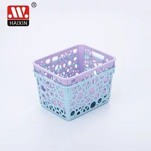 Pp Basket With Round Holes Desktop Stationery Organizer Multipurpose Basket 0.94L
