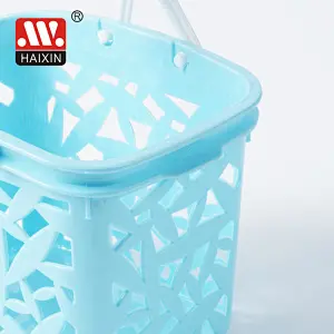 Plastic Bright Rectangle Baskets With Double Handles Small Hollow Handy Organizer 1L
