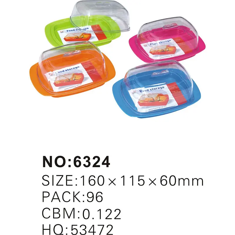Plastic Clear Butter Container Rectangular Cheese Box for food storage