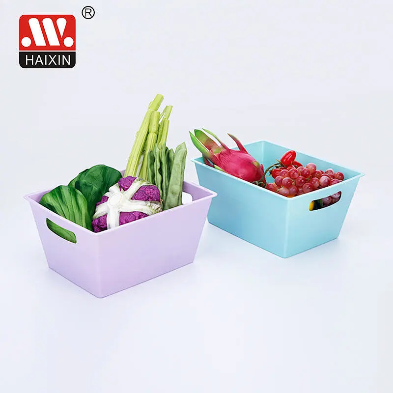 Plastic Storage Tubs With Handle Utility Basket In Square Shape Assorted Storage 2.5L