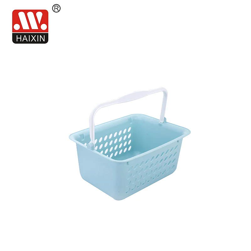 Plastic Basket With Round Holes Rectangle Basket With Handles Multipurpose Storage 4L