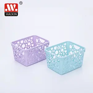 Pp Basket With Round Holes Desktop Stationery Organizer Multipurpose Basket 0.94L
