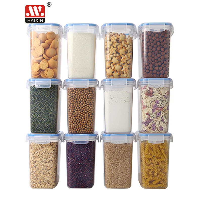 1.6L PP silicone food storage tea coffee sugar metal canister sets 12pcs