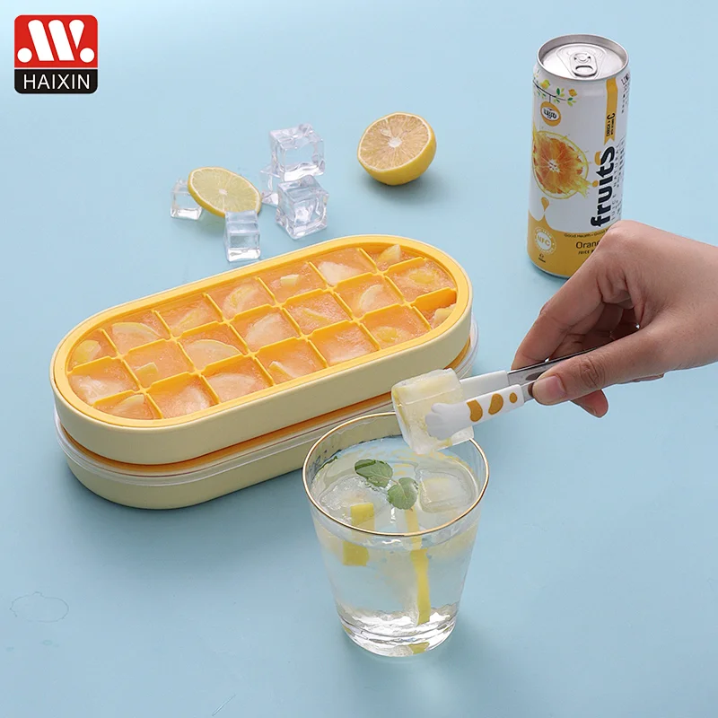 Flexible Silicone Ice Cube Tray Easy Release Ice Trays With Lid Make 21 Ice Cube Mold