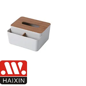 Tissue Holder, Dryer Sheet Dispenser Box with Bamboo Wood Lid, Transparent Container, Modern Minimalist Design. Tissue Organizer for Living Room,Bathroom, Bedroom