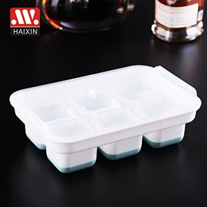 Flexible Silicone Ice Cube Tray Easy Release Ice Trays With Lid Make 6 Ice Cube Mold