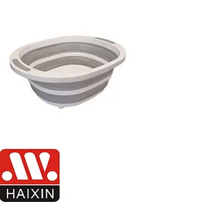 Kitchen Collapsible Portable Wash Basin Dishpan 5L Kitchen Dish Pans Washing Basin Foldable Strainer Wash and Drain Dish Tub Drainer for RV, Camping, Marine, BBQ (White/Gray)