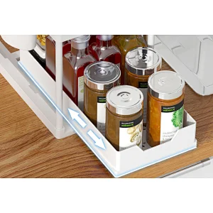 2 Tier Multi-purpose Kitchen Under the Sink Organizer Under Bathroom Sink Shelf Storage Rack for Countertop Laundry