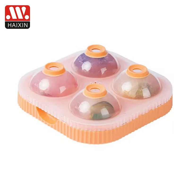 Flexible Silicone Ice Cube Tray Easy Release Ice Trays With Lid Make 4 Ice Cube Mold