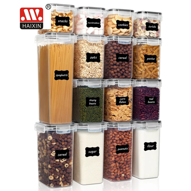 Plastic food storage container set airtight 15pcs