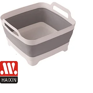 Dish Basin Collapsible with Drain Plug Carry Handles for 9 L Capacity,