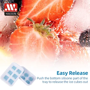 Flexible Silicone Ice Cube Tray Easy Release Ice Trays With Lid Make 6 Ice Cube Mold