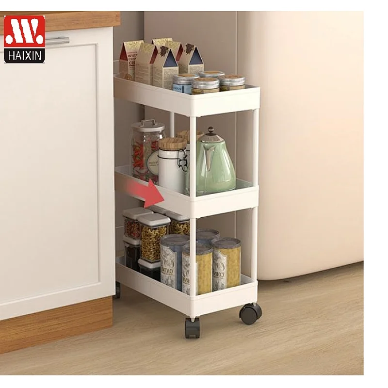 Slim Mobile Utility Cart Rolling Cart  for Kitchen Laundry Bathroom Living Room