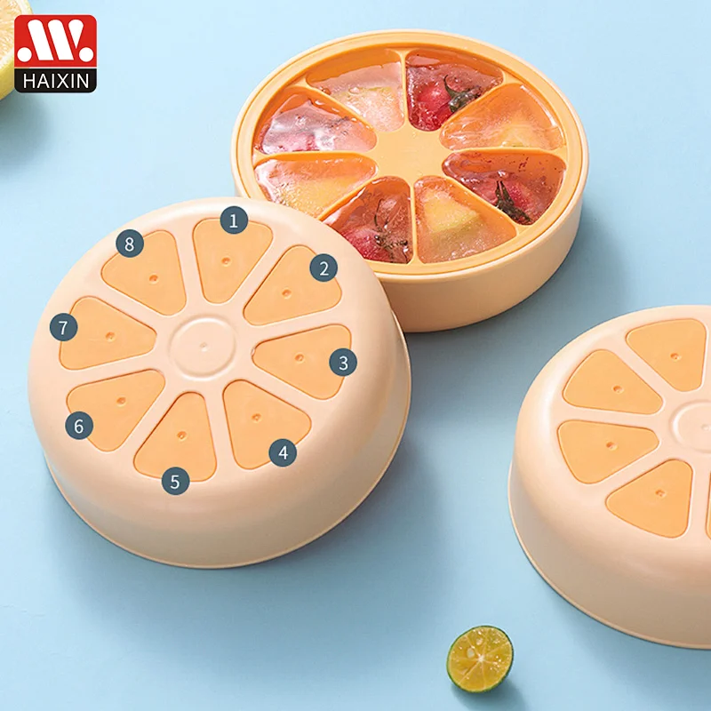 Flexible Silicone Ice Cube Tray Easy Release Ice Trays With Lid Make 8 Ice Cube Mold