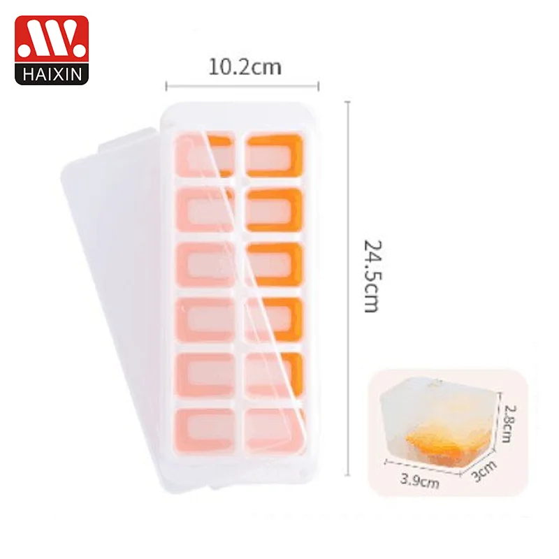 Flexible Silicone Ice Cube Tray Easy Release Ice Trays With Lid Make 12 Ice Cube Mold