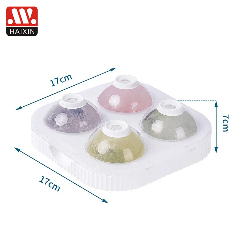 Flexible Silicone Ice Cube Tray Easy Release Ice Trays With Lid Make 4 Ice Cube Mold