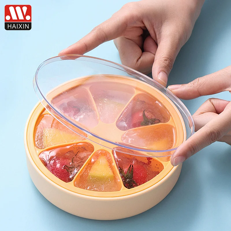 Flexible Silicone Ice Cube Tray Easy Release Ice Trays With Lid Make 8 Ice Cube Mold