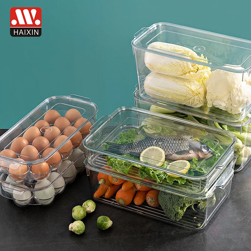 Plastic Fridge Transparent Food Storage Container for Kitchen