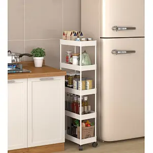 Slim Mobile Utility Cart Rolling Cart  for Kitchen Laundry Bathroom Living Room