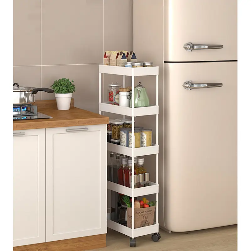 Slim Mobile Utility Cart Rolling Cart  for Kitchen Laundry Bathroom Living Room