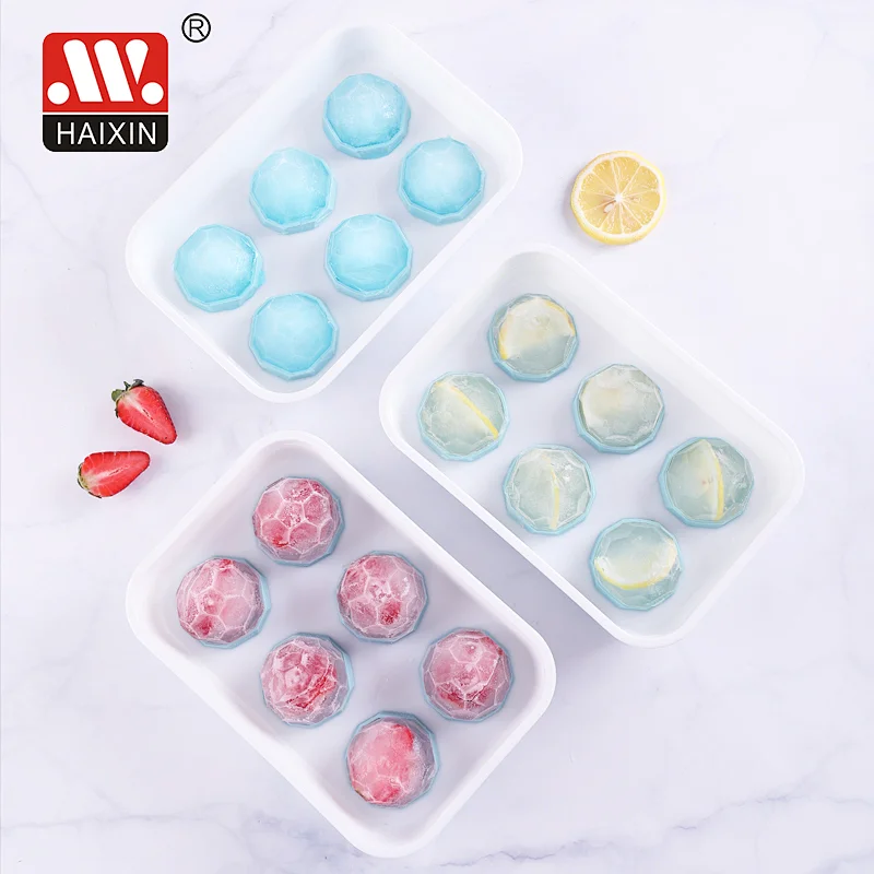 Flexible Silicone Ice Cube Tray Easy Release Ice Trays With Lid Make 6 Ice Cube Mold