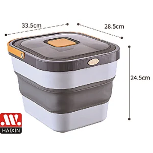 Fhiny Dog Food Storage Container, Collapsible Pet Feed Containers Airtight Cat Feeder Bin with Locking Lid Foldable dogs Leak-proof Sealable Treat Durable Bulk Dry Snacks Rice Bucket