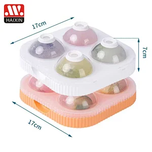 Flexible Silicone Ice Cube Tray Easy Release Ice Trays set With Lid Make 4 Ice Cube Mold