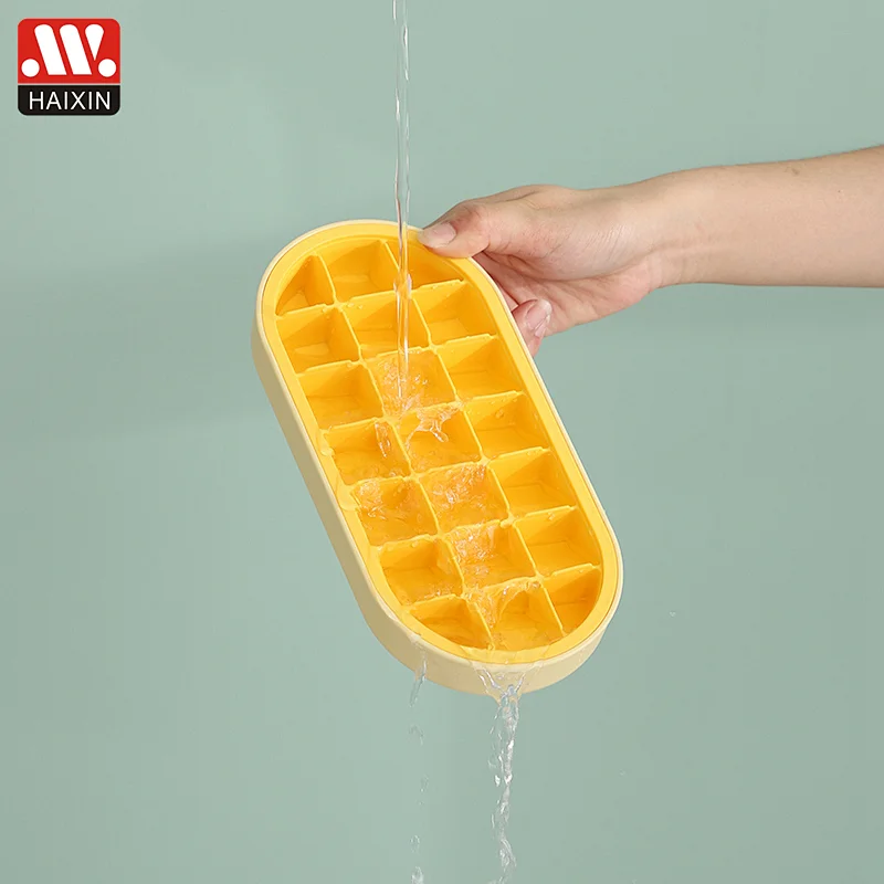 Flexible Silicone Ice Cube Tray Easy Release Ice Trays With Lid Make 21 Ice Cube Mold