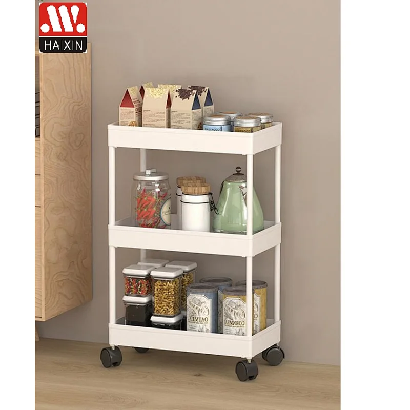 3-Tier Delicate Compact Rolling Metal Storage Organizer - Mobile Utility Cart Kitchen/Under Desk Cart with Caster Wheels