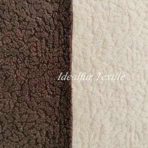 Lamb Embossed Sherpa Faux Fur Fabric with Suede Bonding Fabric for Coat