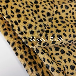 Short Pile Spotted Jacquard Leopard Print Faux Fur Fabric