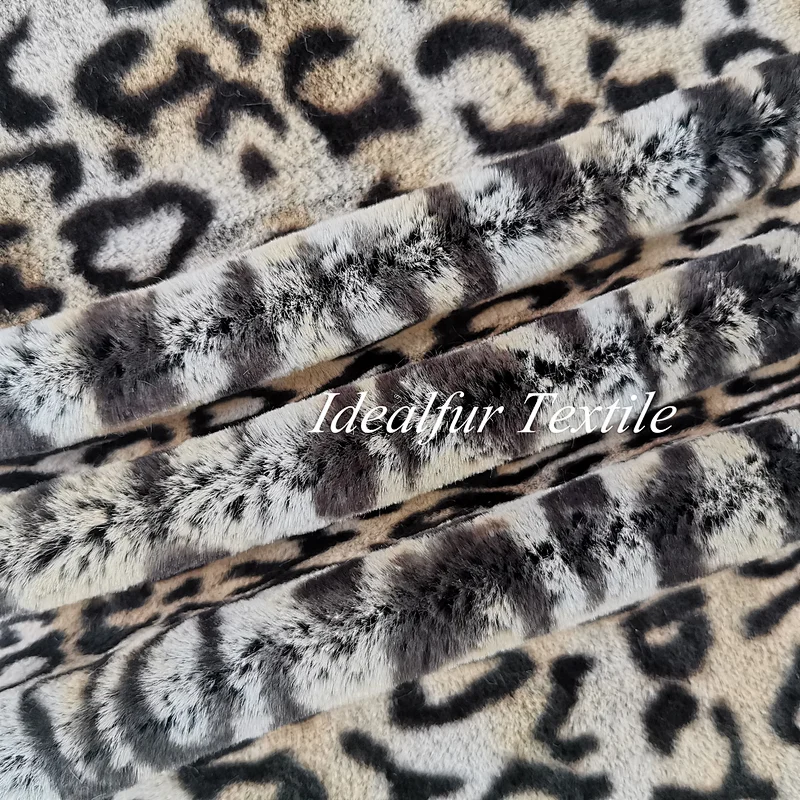 Soft Leopard Printed Rabbit Faux Fur Fake Fur Fabric