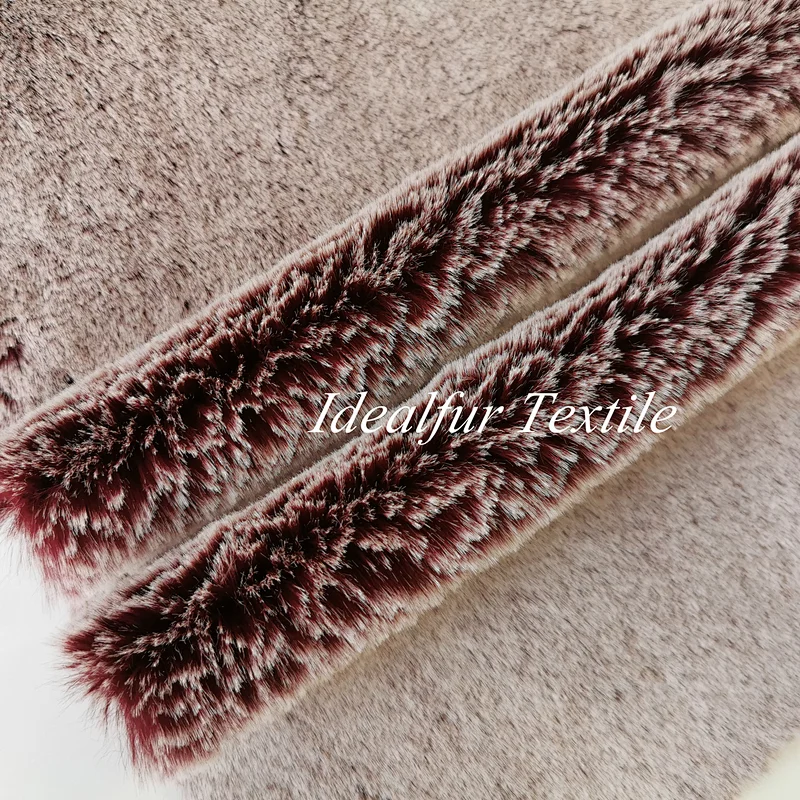 Wine Red Rabbit Faux Fur White Tips Fabic for Garment