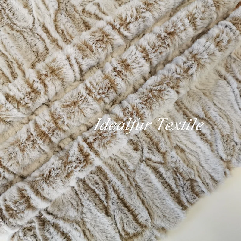 Embossed Rabbit Faux Fur Fake Fabric for Garments