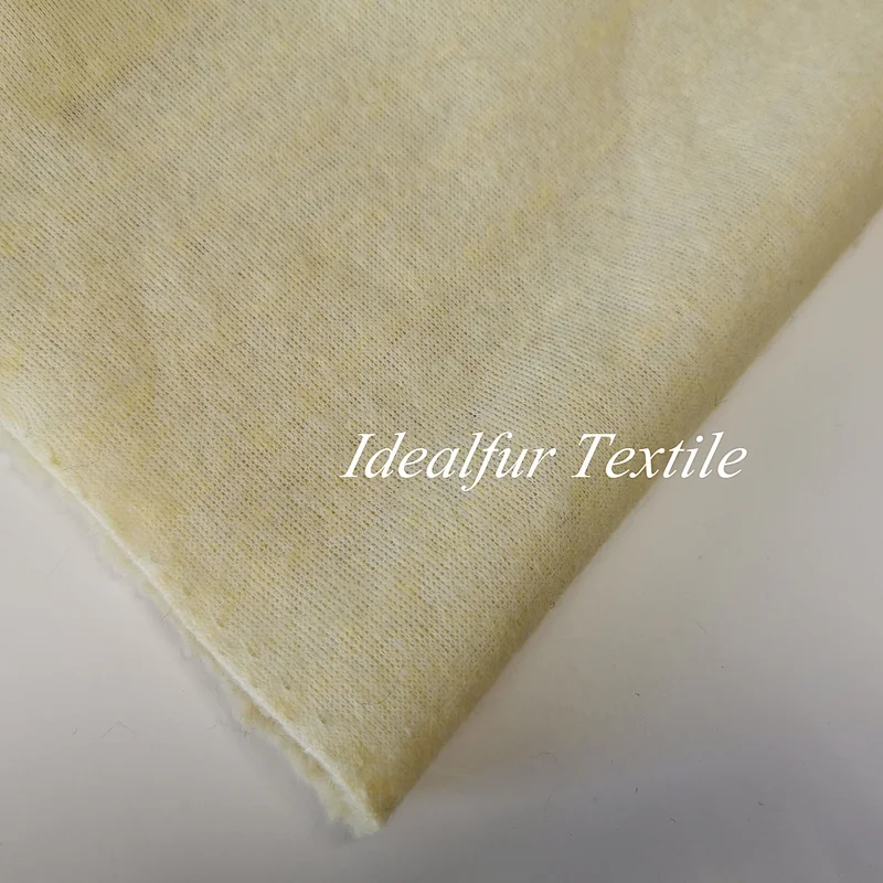 Light Yellow 100% Polyester Sherpa Fleece Fabric For Coat