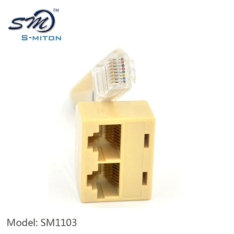 Ethernet Male to 2 Female RJ45 Adapter 8 Core Cable