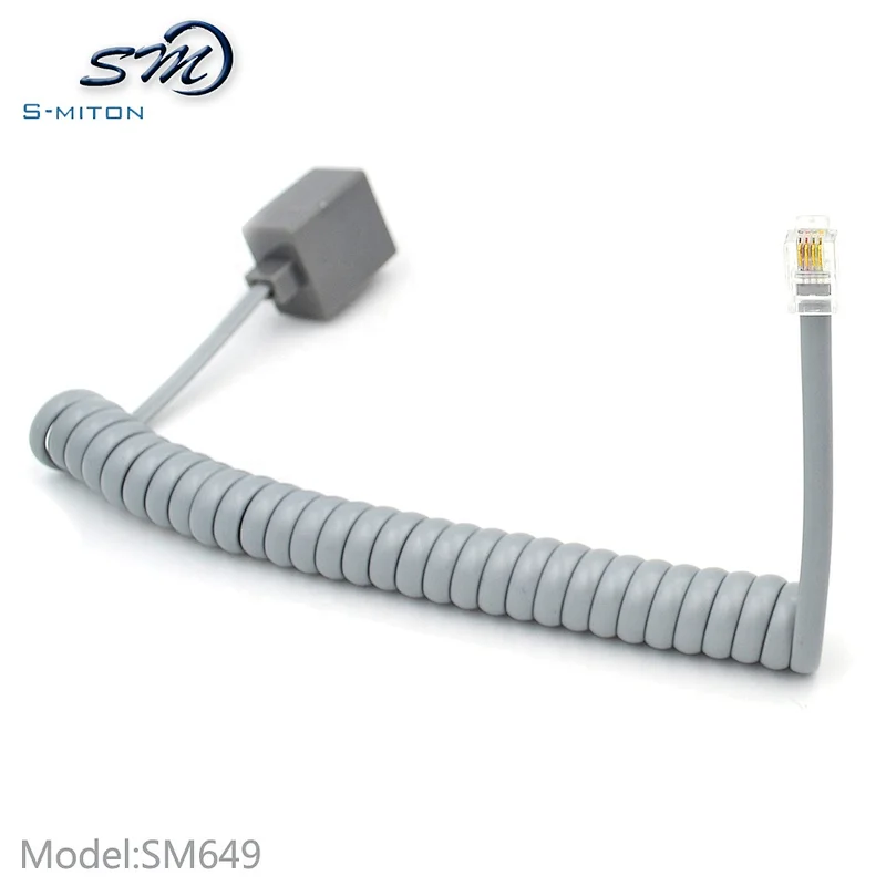 Telephone RJ9 Spiral Cord Male to RJ9 Female Socket Cable